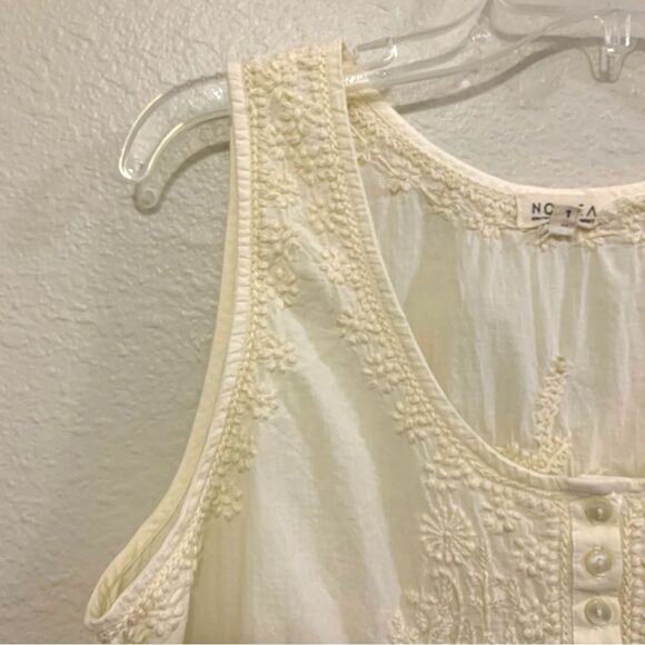 NOVICA HAND EMBROIDERED TANK TOP WOMEN’S LARGE CREAM 100% COTTON BOHO. - Picture 4 of 10